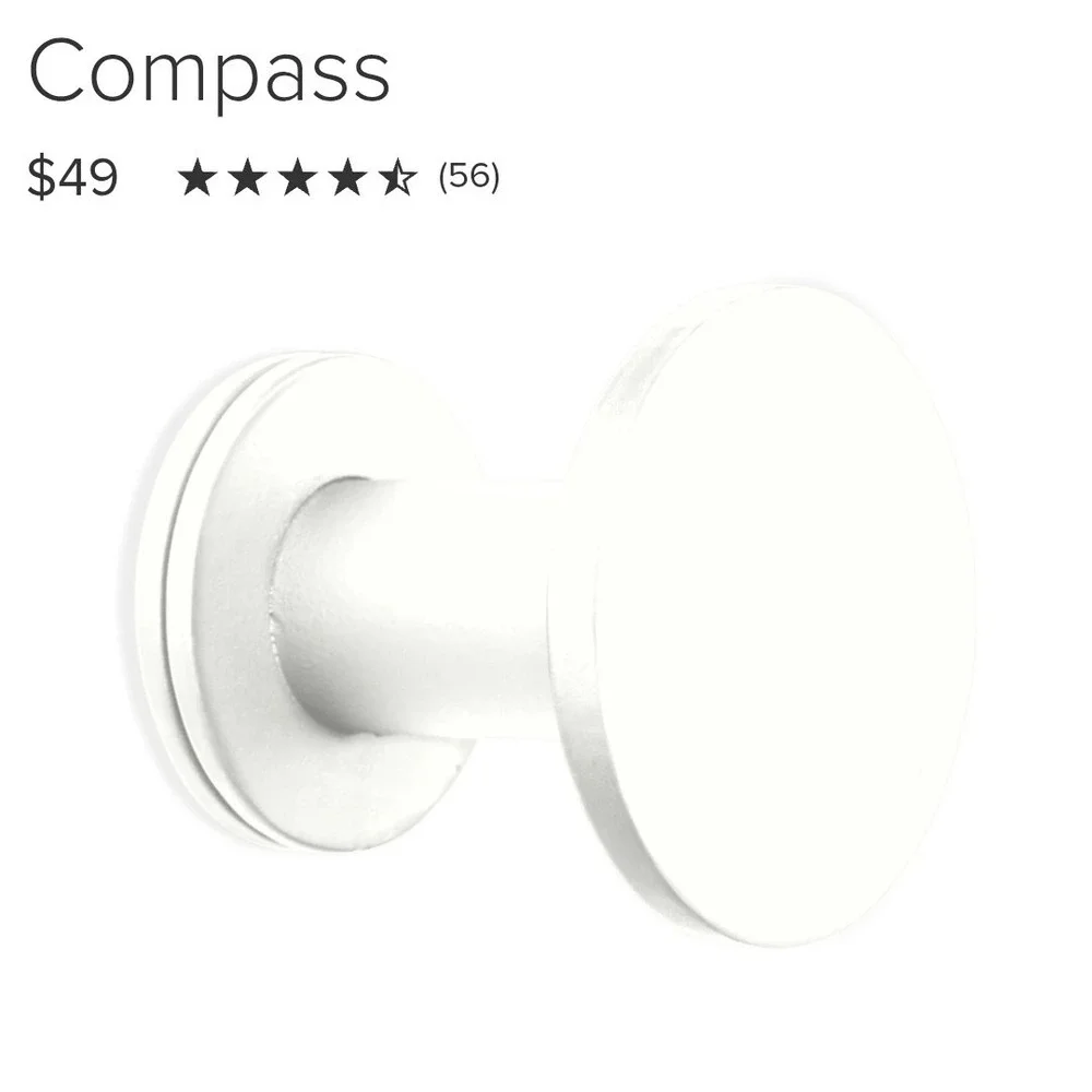 Bell Manufacturing 096824 Compass Wall Hook White Modern Metal Coat Hook